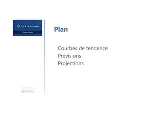 Une formation
Plan
Courbes de tendance
Prévisions
Projections
 