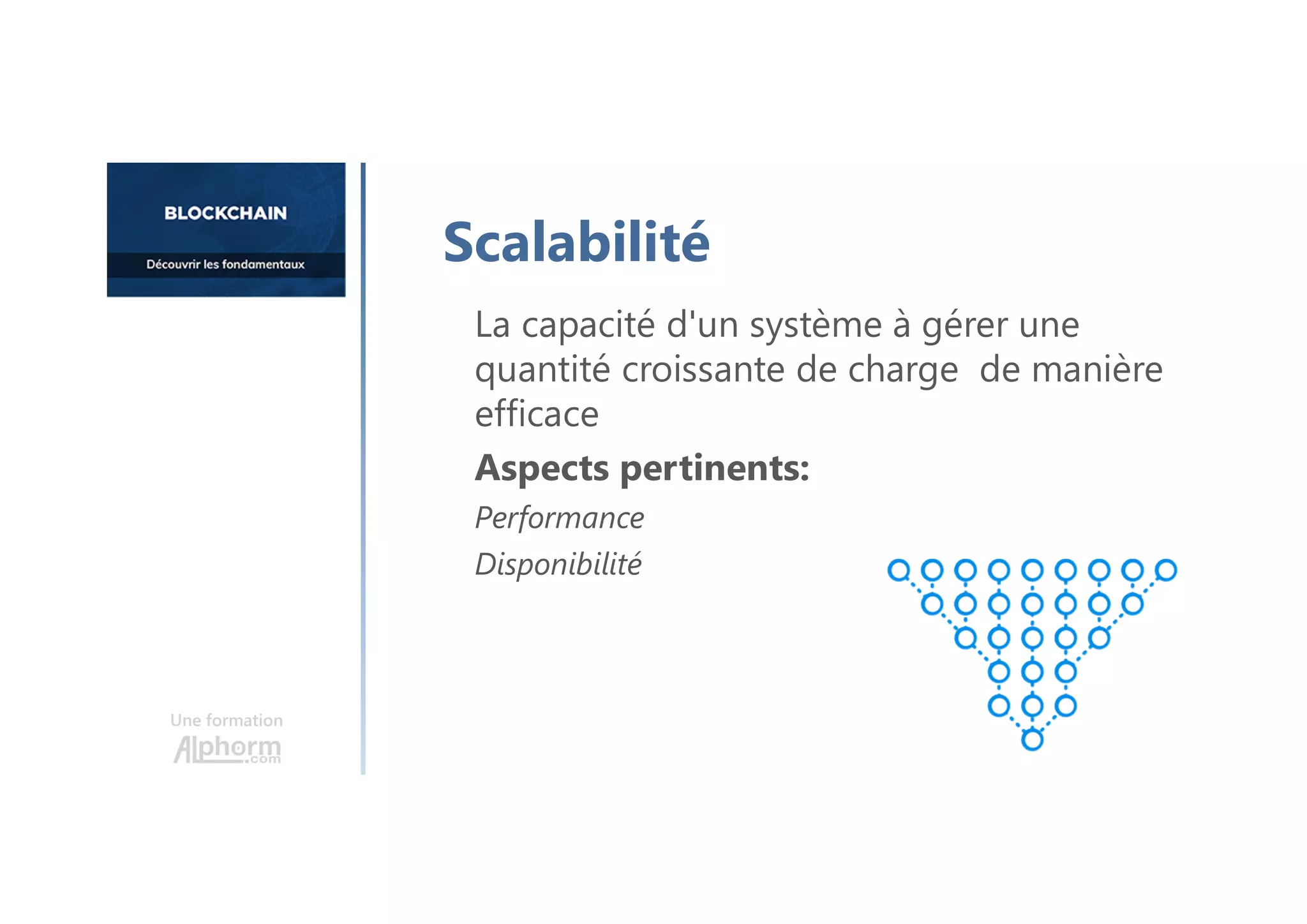 La capacité d'un système à gérer une
quantité croissante de charge de manière
efficace
Aspects pertinents:
Performance
Disponibilité
Une formation
Scalabilité
 