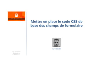 Carl BRISON
Une formation
Mettre en place le code CSS de
base des champs de formulaire
 
