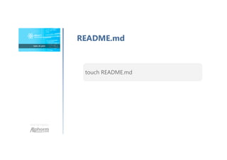 Une formation
README.md
touch README.md
 