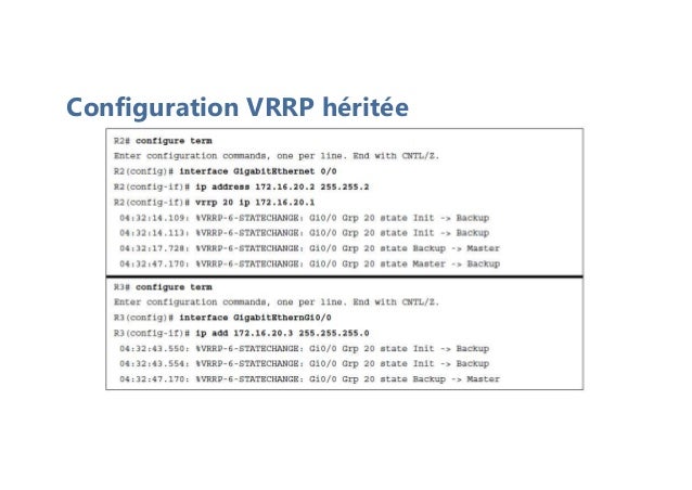 Configuration VRRP héritée
 