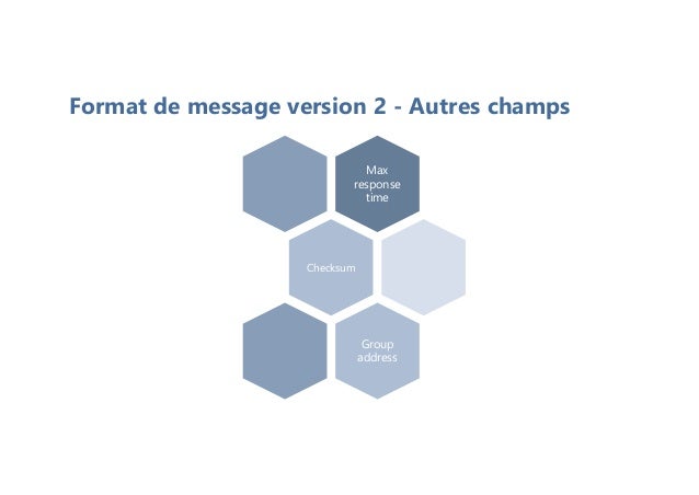 Format de message version 2 - Autres champs
Max
response
time
Checksum
Group
address
 