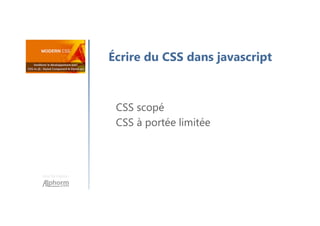 Une formation
Écrire du CSS dans javascript
CSS scopé
CSS à portée limitée
 