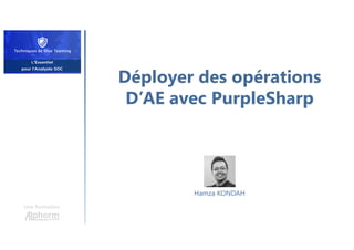 Déployer des opérations
D’AE avec PurpleSharp
Une formation
Hamza KONDAH
 