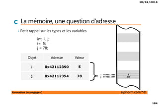 18/02/2016
20
Formation Le langage C alphorm.com™©
C
Un premier
programme
Premiers pas en C
Rabah ATTIK
Formateur et Consultant indépendant
Ingénierie système embarqué
Site : http://www.alphorm.com
Blog : http://blog.alphorm.com
 