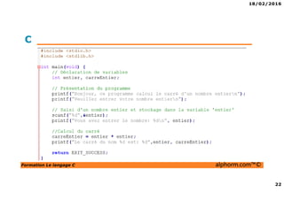 18/02/2016
22
Formation Le langage C alphorm.com™©
C
 