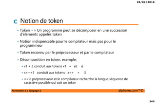18/02/2016
36
Formation Le langage C alphorm.com™©
C Les IDE
• Visual studio (MSVC)
Licence propriétaire
Dédié pour windows
https://msdn.microsoft.com/fr-fr/vstudio/
 
