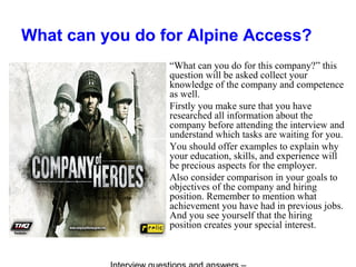 Alpine access interview questions and answers | PPT