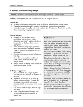 Chapter 4 - Lesson Plans Level A
Ford Sayre Ski Instructor Handbook Page 25
Student's Name
Ford Sayre Recreation Program
C...