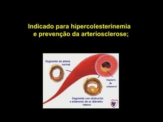Indicado para hipercolesterinemia 
e prevenção da arteriosclerose; 
 