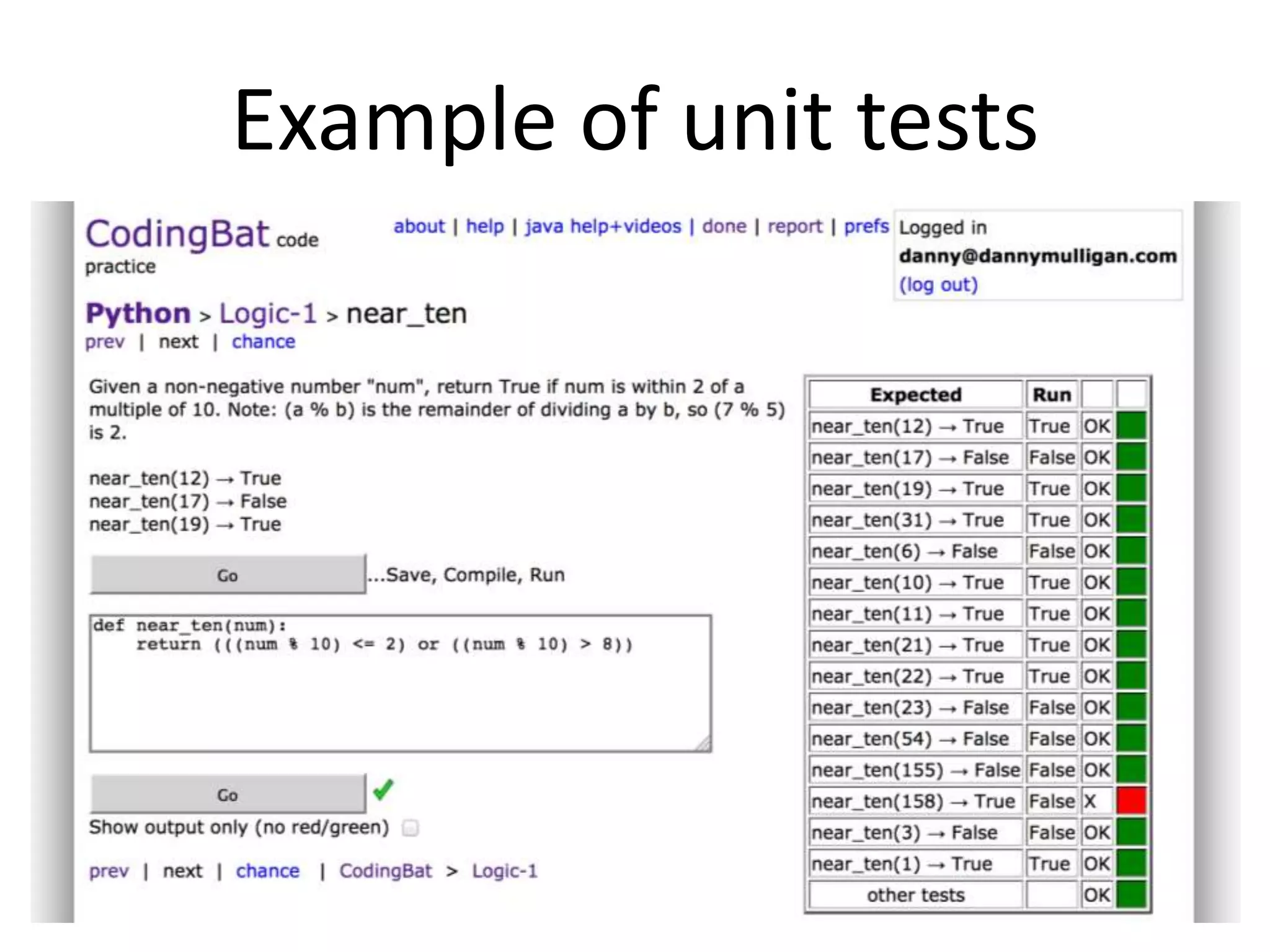 Example of unit tests
 