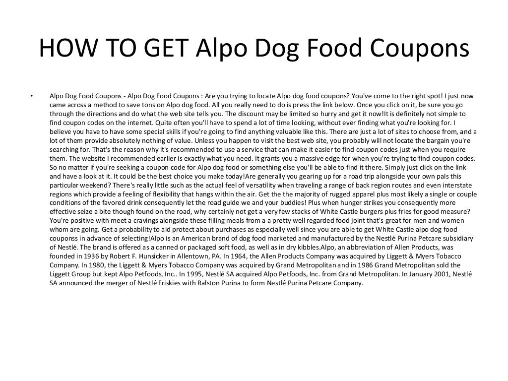 Alpo Dog Food Coupons Printable Alpo Dog Food Coupons