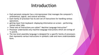 Introduction to Assembly Language | PPTX