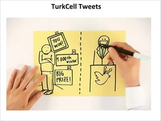TurkCell	
  Tweets

Рассказать	
  о	
  новом	
  пакете	
  мобильного	
  интернета	
  
в	
  стране,	
  где	
  он	
  непопул...