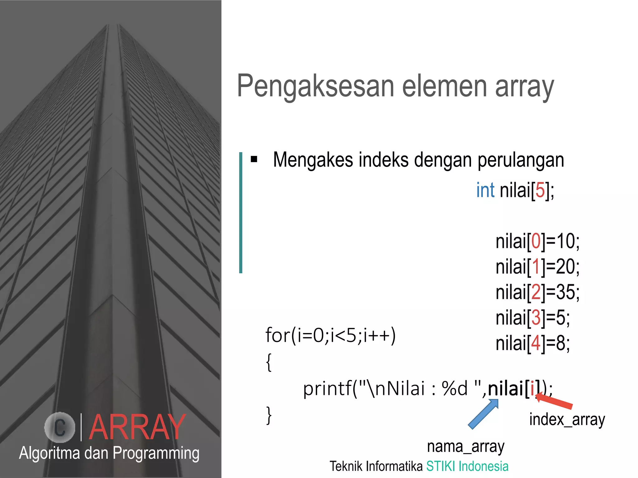 Array dalam pemrograman | PPT