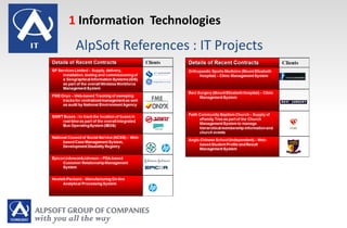 AlpSoft References : IT Projects
1 Information Technologies
 