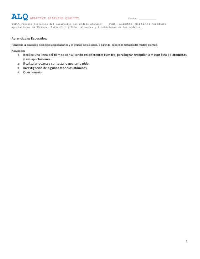 Proceso Histórico Del Desarrollo Del Modelo Atómico