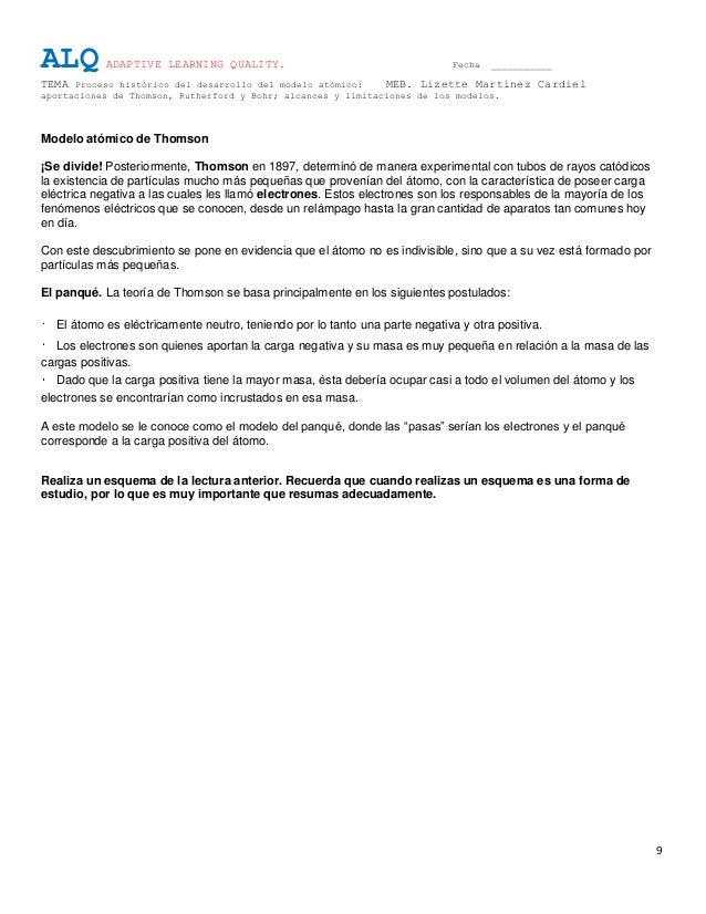 Proceso Histórico Del Desarrollo Del Modelo Atómico