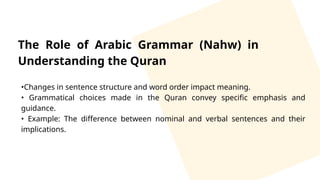 Importance of Quranic Arabic Language to understand the quran | PPTX