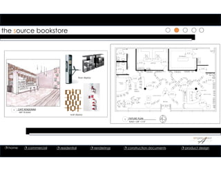 the source bookstore
wall display
floor display
1 CAFÉ RENDERING
NOT TO SCALE
1 FIXTURE PLAN
SCALE = 1/8” = 1’‐0”
STORAGE
OFFICE
5'-0"
5'-0"
5'-0"
5'-0"
RETAIL
5'-0"
5'-0"
WIFI/
SNACK
5'-0"
CUSTOM DISPLAY
F3F3 F3 F3F3 F3
F3F3F3F3F3F3
F4 F4 F4F4F4 F4F4 F4F4F4 F4
F4
F4
F4
F4
F4
F4
CASH WRAP
F5
F5
F5
F5
F5
F5
F5
F5
F5
F5
F5
F5
F5
F5
F5
F5
F5SERVICE
DOOR
5'-0"
5'-0"
5'-0"
3'-3"
3'-1"
5'-10"
SERVICE DOOR
2'-8"
3'-4"
F5
F5
F5
F5
4'-7"
F1
F1
F1
F1
F2
F2
F5
5'-0"
5'-0"
3'-1"
3'-1"
3'-6"
3'-6"
5'-0"
5'-0"
5'-0"
5'-0"
CASHIER/
CUSTOMERSERVICE
CAFE
MENWOMEN
STORAGE-
EMPLOYEE
ONLY
EXIT EXIT
EXIT
MGR
F6 F6
F6
F7
F7
F7
F7
F7
F7
F7
F7
F8 F8 F8
F8
F8
F8
F8
F8
F8
F8
F9
F9
F10 F10
F11 F11
 home  commercial  residential  renderings  construction documents  product design
 