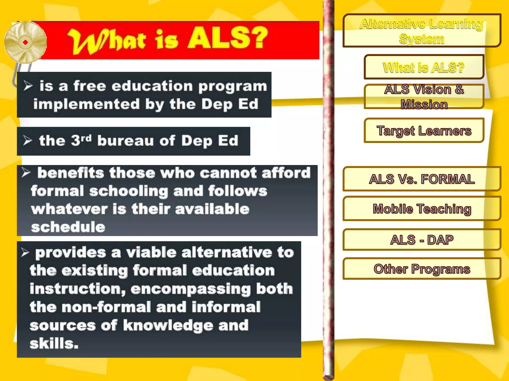 Alternative Learning System Mobile Teacher and ALS- Differently-Abled ...