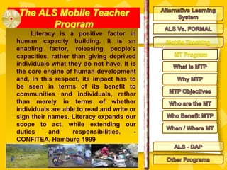Alternative Learning System Mobile Teacher and ALS- Differently-Abled ...