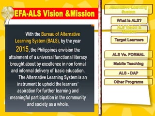 Alternative Learning System Mobile Teacher and ALS- Differently-Abled ...