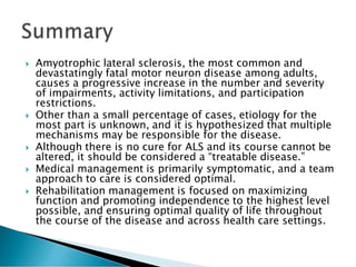 Amyotrophic lateral sclerosis (ALS) Motor neuron disorder | PDF
