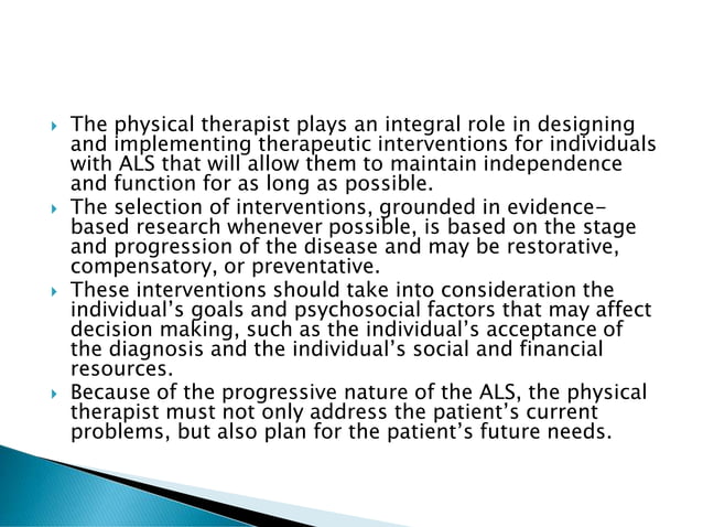 Amyotrophic lateral sclerosis (ALS) Motor neuron disorder | PPT