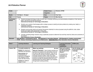 Integrating Robotics and STEM in Grade 1: Friendship, Teamwork, and ...