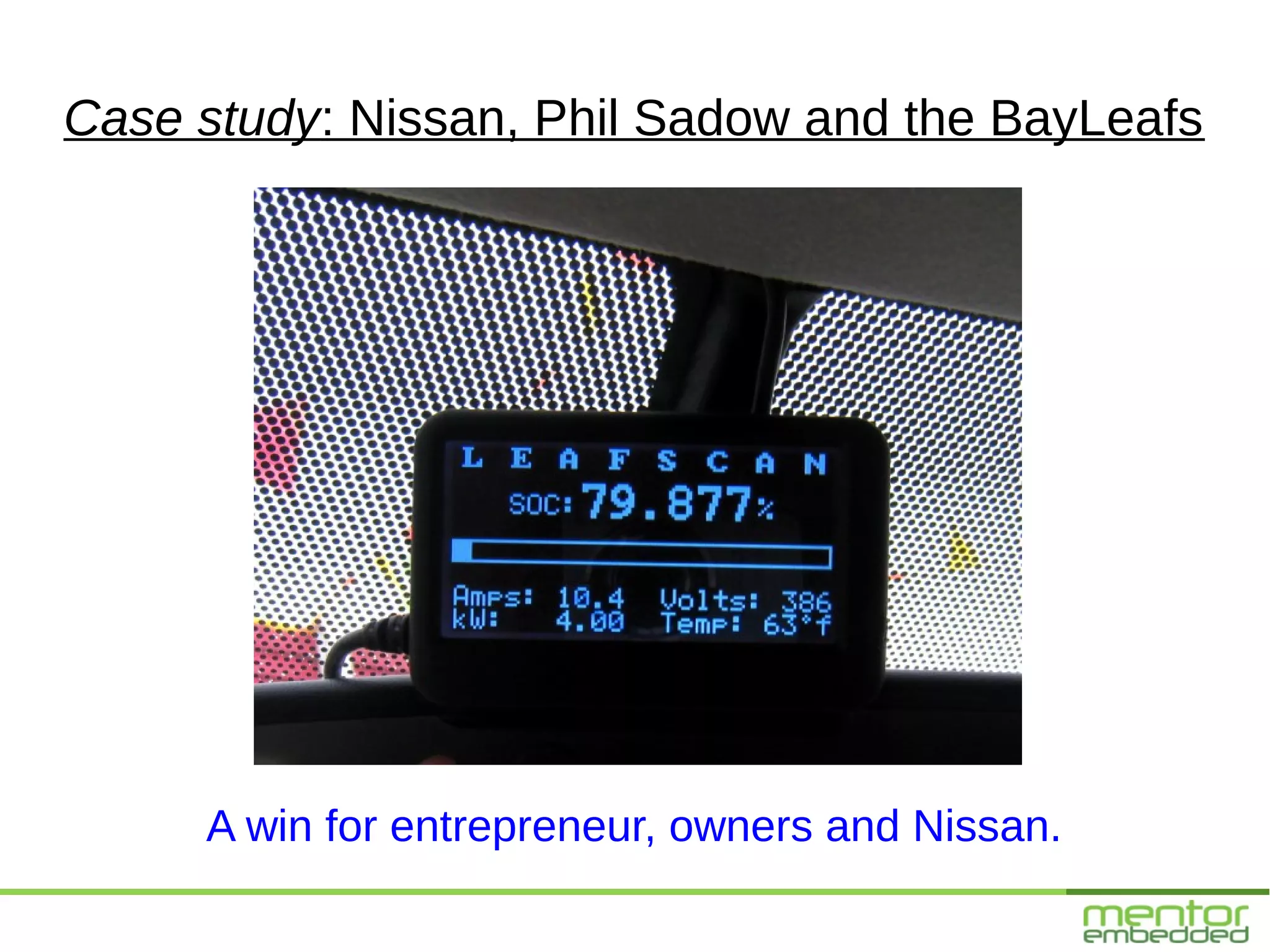 Case study: Nissan, Phil Sadow and the BayLeafs




     A win for entrepreneur, owners and Nissan.
 