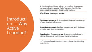 Active Learning in Action: Practical Strategies for a Dynamic Classroom ...