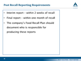 Recall Committee Example Conducting a food product recall | PPTX