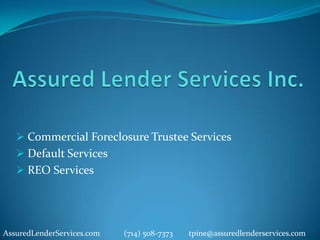 Assured Lender Services Inc. ,[object Object]