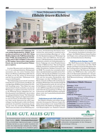 AR                                                                      Bauen                                                                     SEITE 19

                                                     Neuer Wohnraum in Ottensen
                                             Elbhöfe feiern Richtfest




   In Ottensen entsteht neuer Wohnraum. Der          ten muss, den Kaufvertrag aber bereits unter-         sich der Anwohner-Verkehr auf ein Minimum.
erste wichtige Bauabschnitt der "Elbhöfe" ist ab-    zeichnet hat, dann kommt es natürlich auf ei-            Neu gedachte Architektur in beliebter Um-
geschlossen und feierte am 14.06.2012 Mittag         nen vertrauenswürdigen Bauträger an", so Ka-          gebung – die Elbhöfe Ottensen bieten Familien
Richtfest. Bauherr ist die Wulff Hanseatische Bau-   ché. Der Quadratmeterpreis der Wohnungen lag          und Singles einen außergewöhnlichen Wohn-
träger (WHB). Die Fertigstellung der 49 Woh-         zwischen 3.465 und 5.600 Euro. Auf dem ins-           raum mit Seltenheitswert in Hamburg.
nungen und 65 PKW-Stellplätze ist für Febru-         gesamt 3.500 Quadratmeter umfassenden Bau-
ar 2013 geplant. Interessenten zeigten großen        grundstück entsteht ein Gebäudekomplex in-                  Wulff Hanseatische Bauträger GmbH
Einsatz, um eine der heiß begehrten Wohnun-          klusive Tiefgarage mit einem Projektvolumen               Die Wulff Hanseatische Bauträger GmbH
gen zu ergattern.                                    von über 22 Millionen Euro. "Die vier Finger der      (WHB) ist ein Unternehmen der Otto Wulff
                                                     Elbhöfe sind bewusst asymmetrisch angelegt",          Gruppe und fördert seit gut drei Jahrzehnten den
   In sieben Monaten wird in der Kirchentwie-        erklärt Projektleiter Stephan Ferentinos von          Bau von Immobilien in attraktiven Wohnlagen
te 6-12 ein außergewöhnliches Wohnprojekt            der WHB. "So entsteht eine verwinkelte Archi-         in und um Hamburg. Mit führenden Architek-
entstanden sein, das vielen Familien ihren           tektur, die Individualität ausstrahlt und ins Vier-   turbüros hat WHB bereits über sechzig Pro-
Traum vom Wohnen in Hamburg erfüllt. Die El-         tel passt." Die Fassade der Elbhöfe ist aus einem     jekte in der Hansestadt entwickelt und – mit tech-
be direkt vor der Tür, mitten im Szeneviertel        hellen Klinker-Putz-Mix. Durch die zwei Innen-        nischer und baulicher Unterstützung der Otto
und die City um die Ecke – Wohnraum in Ot-           höfe und die besondere Deckenhöhe aller               Wulff Bauunternehmung - schlüsselfertig rea-
tensen ist heiß begehrt.                             Wohnungen von über 2,80 Meter bieten alle             lisiert.
   "Der Verkauf ging rasend schnell", berichtete     Räume viel Licht und Raum. Die hochwertig aus-
Garlef Kaché von Grossmann und Berger, die           gestatteten Wohnungen sind zwischen knapp 60          Objektdaten Elbhöfe Ottensen
vom Bauträger WHB mit dem Verkauf der Elb-           und 150 Quadratmeter groß, die sich auf zwei
höfe beauftragt waren. "Eine Dame hat sogar          bis fünf Zimmer verteilen, und entsprechen al-        Bauträger: WHB
zweimal ihren Urlaub verschoben, um eine der         le dem KfW-Energieeffizienzstandard 70. Ver-          Standort : Kirchentwiete 6-12
Wohnungen zu ergattern und wohnt, weil sie ih-       antwortlich für die Gestaltung von Wohn- und          Baugrundstück: 3.500 Quadratmeter
re alte Wohnung bereits aufgegeben hat, zur          Lebensraum sind LRW Architekten und Stadt-            Wohneinheiten: 49
Zwischenmiete in der Hafencity - das ist schon       planer sowie das Landschaftsarchitekturbüro           Stellplätze : 65
ein außergewöhnlicher Einsatz." Der Verkauf der      Becker Nelson.                                        Größe der Wohnungen :
49 Wohnungen begann im August letzten Jah-                                                                                  60 und 150 Quadratmeter
res und war bereits im Dezember abgeschlos-              Stadtwohnung gesucht, Idylle gefunden             Anzahl der Zimmer: zwei bis fünf
sen. Jeder zweite Interessent hat sofort zuge-          Die Elbhöfe entstehen zwar mitten im pul-          Quadratmeterpreis: 3.465 und 5.600 Euro
schlagen. Laut Kaché gab es dabei drei Haupt-        sierenden Szenequartier Ottensen, liegen aber         Projektvolumen: 22 Millionen Euro
argumente: die gehobene Ausstattung, die tol-        ruhig und geschützt in der wenig befahrenen           Vermarktung: Grossmann und Berger
le Lage sowie der namhafte Bauträger WHB.            Kirchentwiete. Die Zufahrt zur Tiefgarage erfolgt     Vermarktungsstatus: abgeschlossen
"Wenn man zwei Jahre auf eine Wohnung war-           vom Klopstockplatz aus. Dadurch reduziert             Geplante Fertigstellung: Februar 2013
 