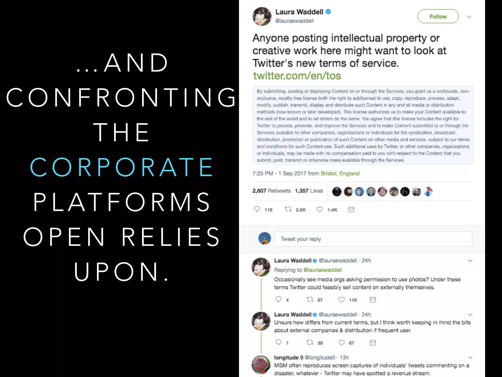 … A N D
C O N F R O N T I N G
T H E
C O R P O R AT E
P L AT F O R M S
O P E N R E L I E S
U P O N .
 