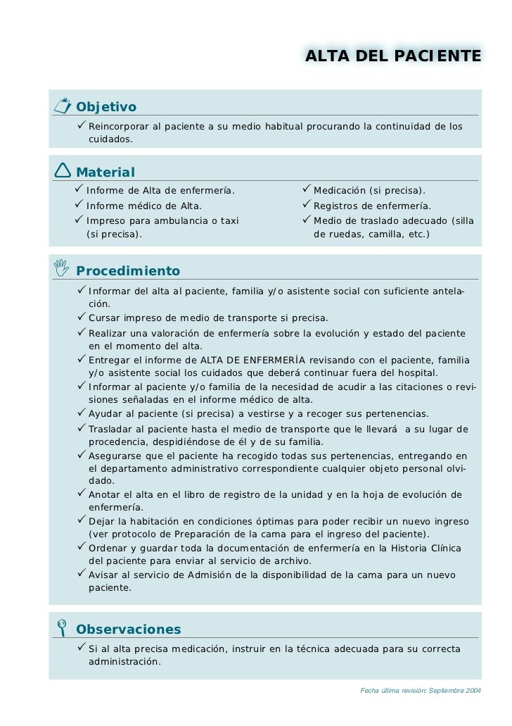 Alta del paciente Alta del paciente
