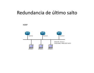Redundancia	
  de	
  úlJmo	
  salto	
  
HSRP	
  
 