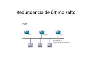 Redundancia	
  de	
  úlJmo	
  salto	
  
VRRP	
  
 