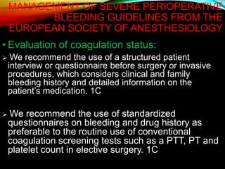 Perioperative bleeding and Hemostasis | PPTX