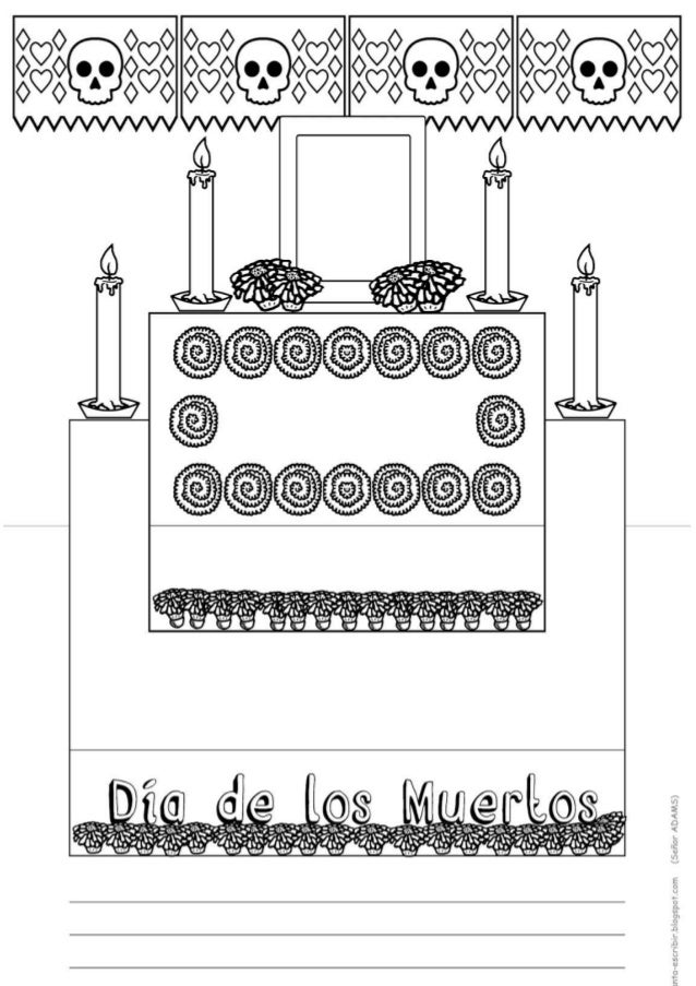 dia de los muertos altar coloring page dia de los muertos altar coloring page