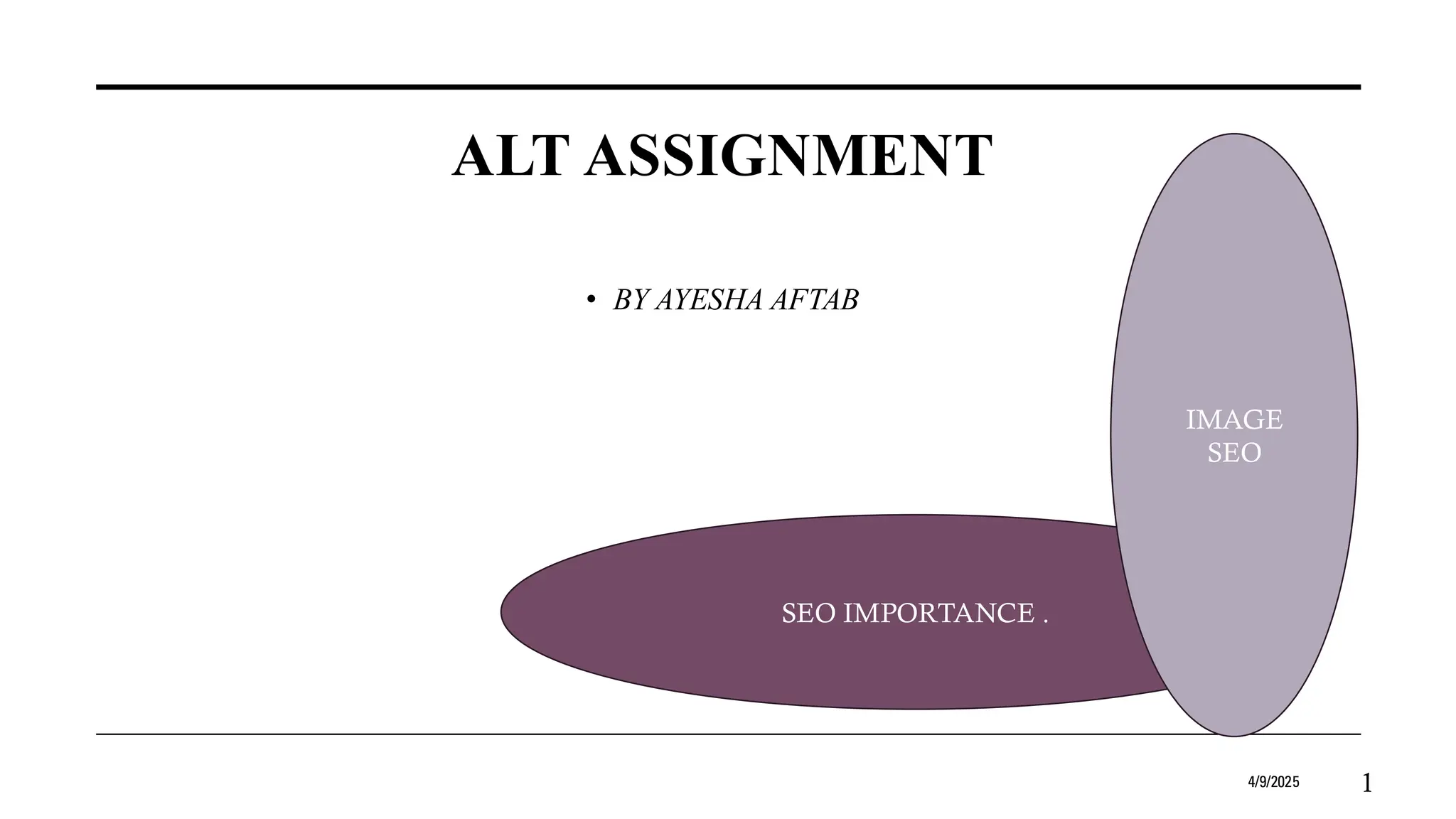 ALT ASSIGNMENT
• BY AYESHA AFTAB
4/9/2025 1
SEO IMPORTANCE .
IMAGE
SEO
 