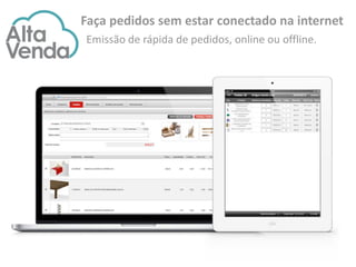 Faça pedidos sem estar conectado na internet
Emissão de rápida de pedidos, online ou offline.
 