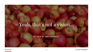 R A I Z L A B S 13 V I S I O N S T A T E M E N T
Yeah, that’s not a vision…
A S T O L D B Y R O B C A M P B E L L
 