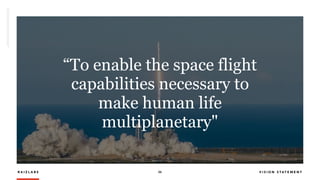 R A I Z L A B S 26 V I S I O N S T A T E M E N T
“To enable the space flight
capabilities necessary to
make human life
multiplanetary"
 