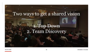 R A I Z L A B S 40 S H A R E D V I S I O N
Two ways to get a shared vision
1. Top Down 
2. Team Discovery
 