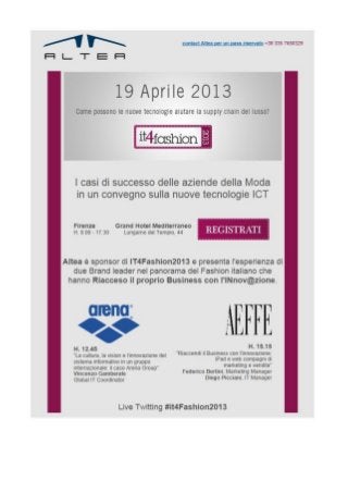 ALTEA SPA è sponsor di IT4Fashion2013