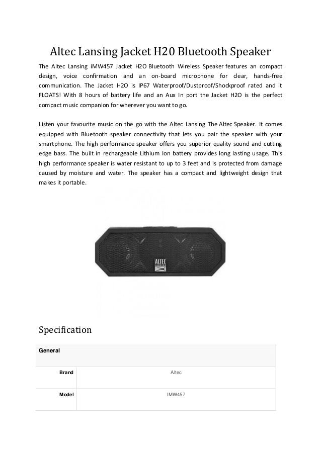 jacket h20 speaker