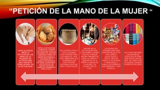 “PETICIÓN DE LA MANO DE LA MUJER “
HACE ALGUNOS
AÑOS LA
PETICION DE LAS
MANO DE LA
MUJERES DE
ALTEPEXI ERA
MUY DISTINTO
COMO AHORA EN
LA ACTUALIDAD.
ANTES LA PETICION DE
LA MANO DE LA MUJER
LOS PAPAS DEL NOVIO LE
LLEVABAN PAN, CERVEZA
Y REFRESCO PARA LOS
PAPAS DE LA NOVIA. Y
DESDE ESE MOMENTO
LOS PAPAS DE LA
PAREJA POR RESPETO
SE DICEN “COMPADRES”.
LOS PAPAS DE LOS
RECIEN JUNTADOS
PONEN SU CASAMIENTO
POR LO CIVIL.
EN LA BODA POR LO
CIVIL LLEGABAN
CON TENATES PARA
LOS ABUELOS, TIOS,
TIAS, HERMANAS (O)
Y PADRINOS. EN
ESOS TENATES
LLEVABAN AZUCAR,
PAN Y CHOCOLATE.
AHORA EN LA
ACTUALIDAD ESTA
COSTUMBRE CAMBIO
MUCHO PORQUE
AHORA PRIMERO SE
JUNTA LA PAREJA Y
DESPUES SE VA A
PEDIR LA MANO DE
LA MUJER Y SE
CASAN POR LO
CIVIL.
LOS PAPAS DEL
HOMBRE TIENE QUE
DAR BANDEJAS CON
PAN, ARROZ,
CHOCOLATE Y
FRIJOL. ESTO SE
LESDA A LAS TIAS(O)
Y ABUELAS(O). Y
PARA LOS PADRINOS
SUS DESPENSA Y UNA
BOTELLA.
ASI COMO RECIBEN
LAS BANDEJAS
TODOS ELLOS TIENE
QUE DAR EL DIA EN
QUE SE CASEN POR
LA IGLESIA CAMISAS
O REBOZOS DE SEDA.
 