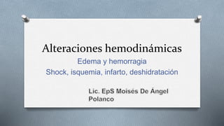 Alteraciones hemodinámicas
Edema y hemorragia
Shock, isquemia, infarto, deshidratación
 